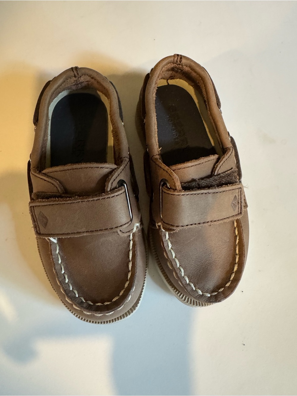 Sperry Top-Sider Toddler Brown Leather Boat Shoe with Hook-and-Loop Strap